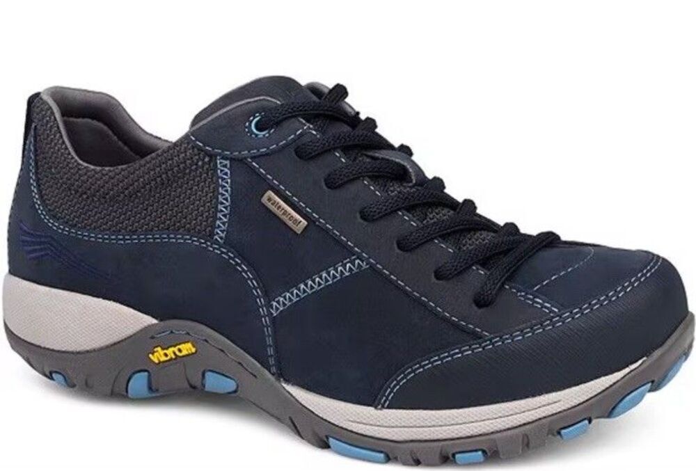 Dansko Paisley Hiking Shoes Womens 40 Navy Blue Waterproof Suede Vibram Sneakers